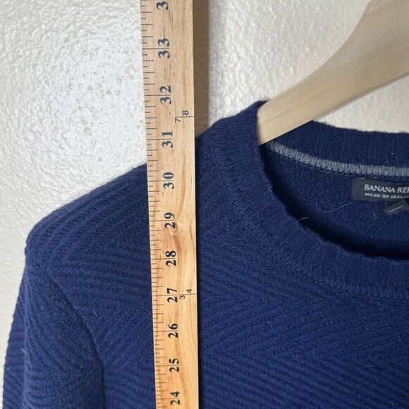Banana Republic Sweater Men's XL Navy Blue Italian Yarn Wool Blend Knit Pullover - Picture 4 of 6